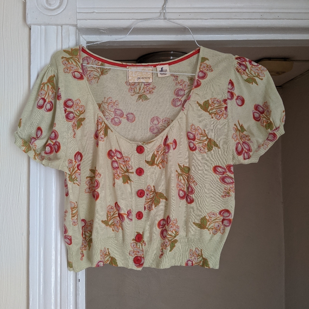 Anthropologie Guinevere Cherry Cardigan